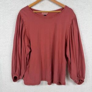 Universal Thread Top Womens XL Muted Pink Cotton Casual Knit Puff Long Shirt